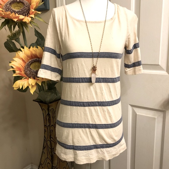 J. Crew Tops - J crew XS t shirt top. Off white wi blue stripes